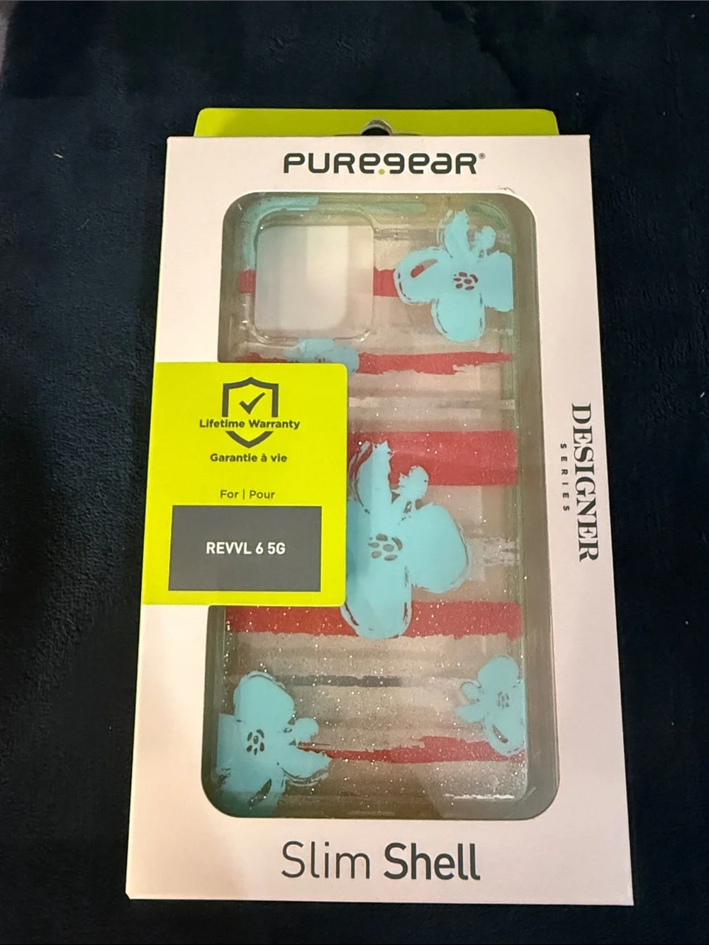 Slim Shell Case for Revvl 6 5G - Pink & Light Blue Floral